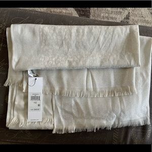 BRAND NEW Calvin Klein Cream w/ Metallic Threads Lightweight Fashion Wrap Scarf